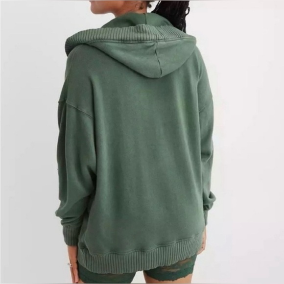 Aerie Down to Earth Henley in Deep Green Pullover Hoodie Size : Medium - Picture 2 of 5